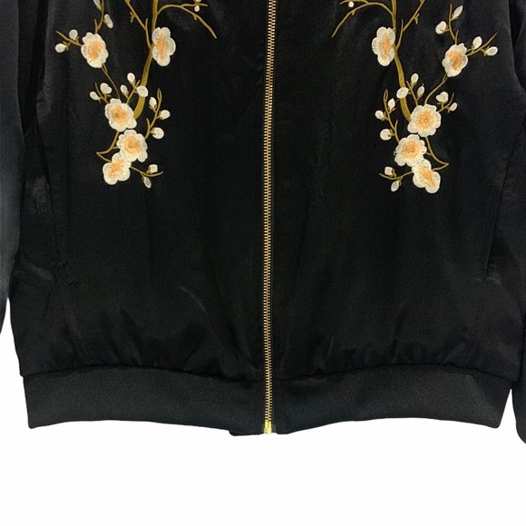 Zara Satin Embroidered Floral Bomber Jacket S EUC - Picture 5 of 12